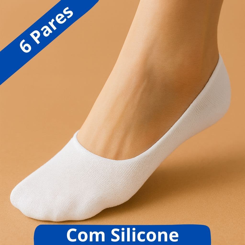Kit 12 Pares de Meia Sapatilha Soquete Feminina Invisível com Silicone  TAM 35 a 40
