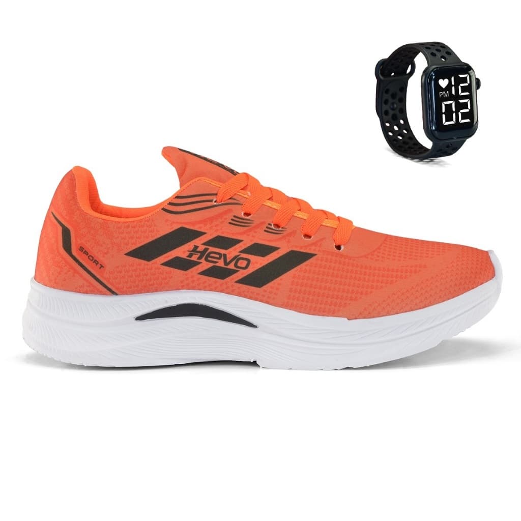 Tenis Masculino + Relogio Esportivo Versatil Academia Corrida Caminhada Super leve e Macio