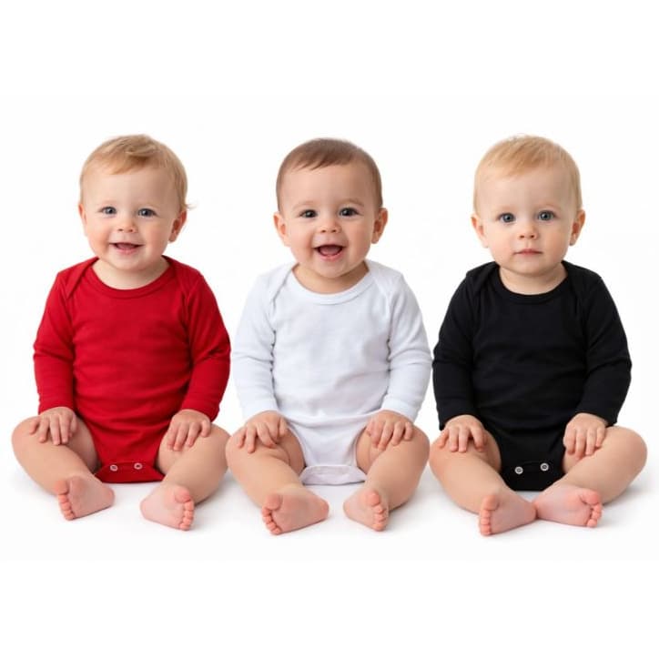 Kit C/ 3 Body Bebê - 100% Algodão - Lilás/Rosa bebê/Branco - Manga Longa
