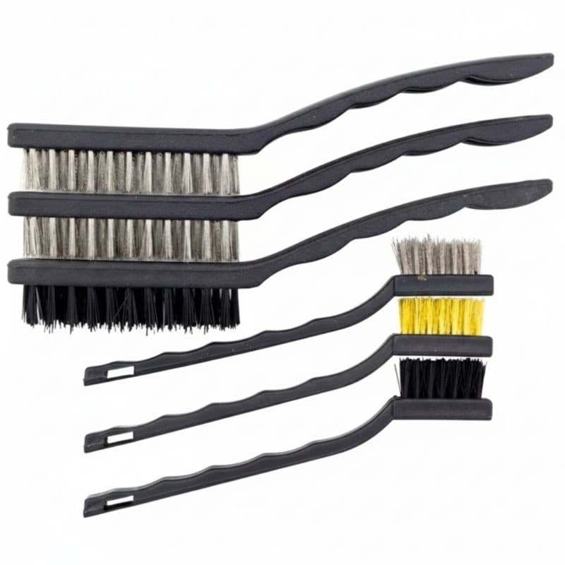 Kit 6 Escovas Para Limpeza em Aço Carbono Latão e Nylon
