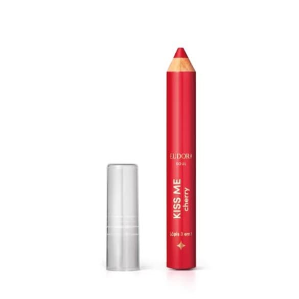 EUDORA Lápis Multifuncional Vermelho Kiss Me Cherry 3 em 1 1,2G