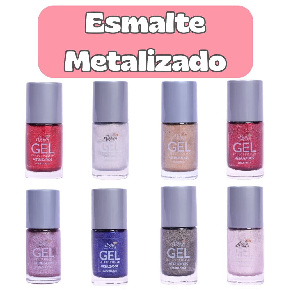 ESMALTE Metalizado Bella Brazil 9ml | Todas as Cores | Brilho Intenso Efeito Gel