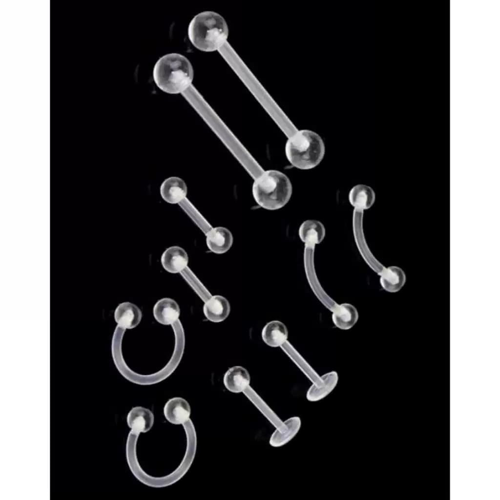 Kit 10 Piercing Silicone Transparente Flexíveis