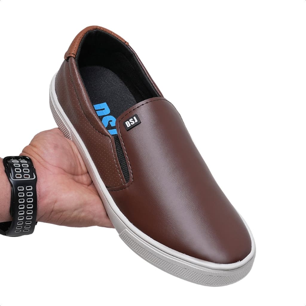 Sapatenis Slip On Confortável Iate Masculino Macio Ajuste de Elástico Vegano