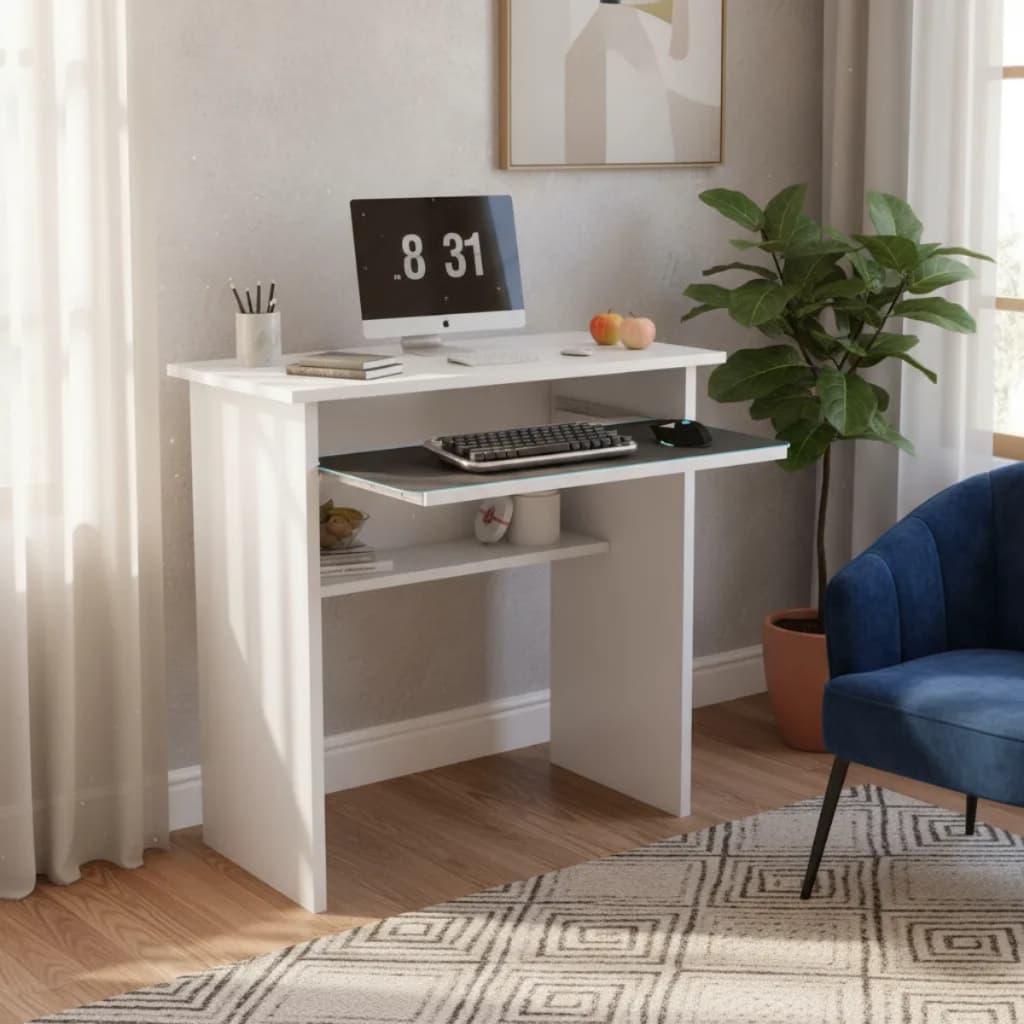 Escrivaninha Estudo Home Office Industrial Pra Escritório Cor Branco Ajl Mesa Multiuso Branco
