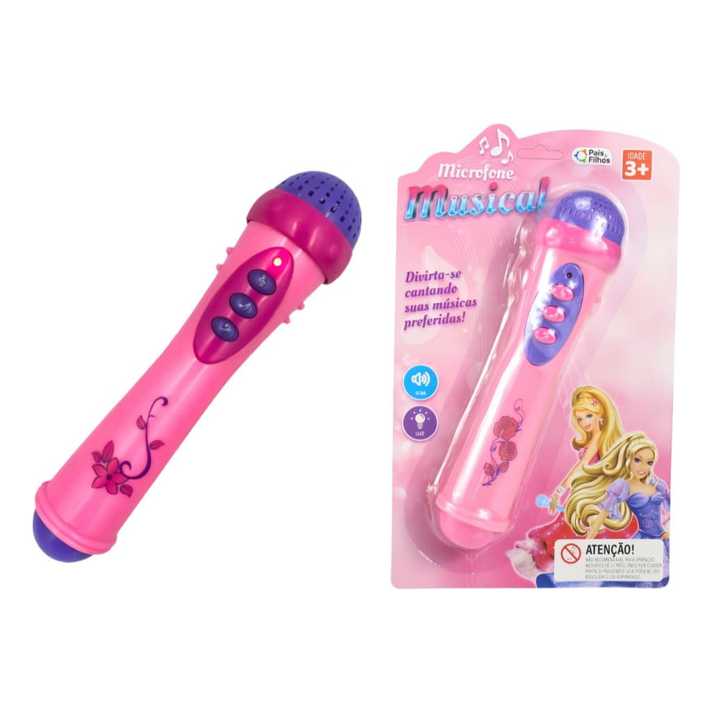 Microfone Musical Karaokê Infantil Diversão Luz E Som Crianças Brinquedo