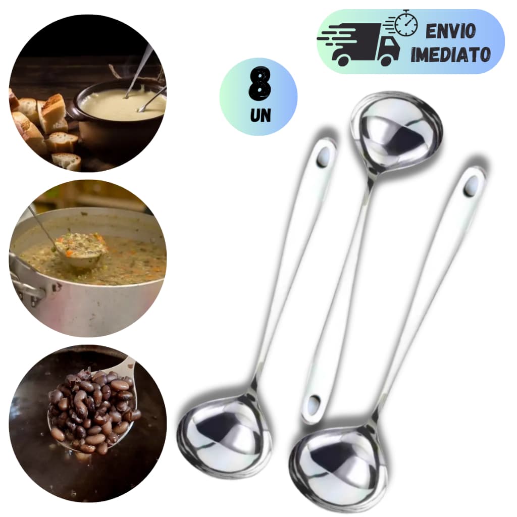 KIT 4 A 8 CONCHA INOX PREMIUM MULTIUSO PARA DE FEIJÃO CALDOS MOLHOS SOPA SUPER RESISTENTE
