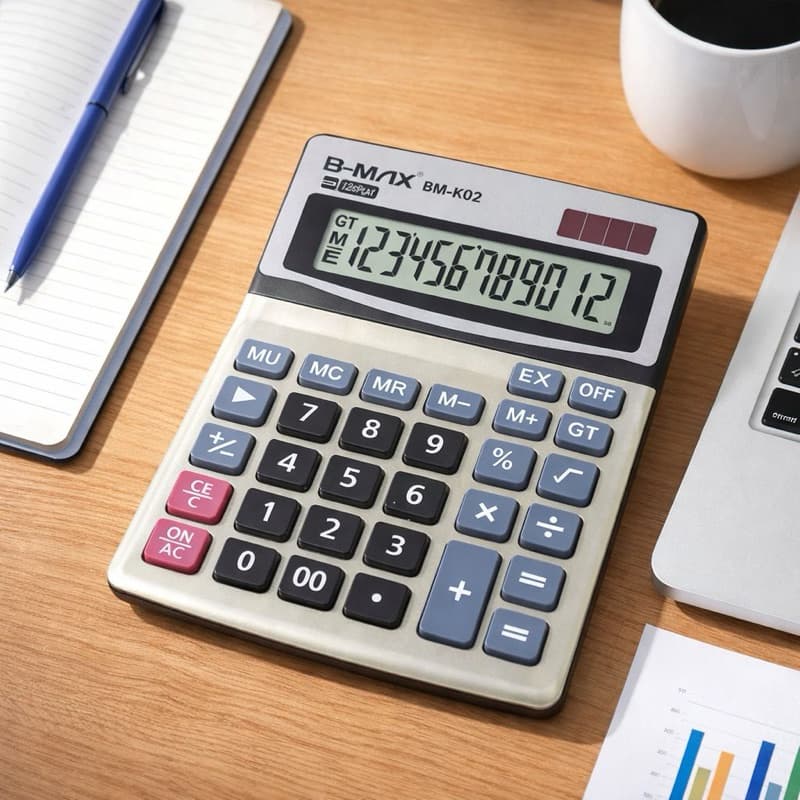 Calculadora 12 dígitos B-MAX com visor grande, prática e ideal para casa, escola ou trabalho 🧮✨