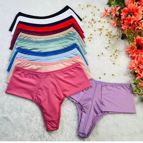 Kit 3 Calcinhas Fio Duplo Pala Dupla Conforto Cintura Alta Tanga
