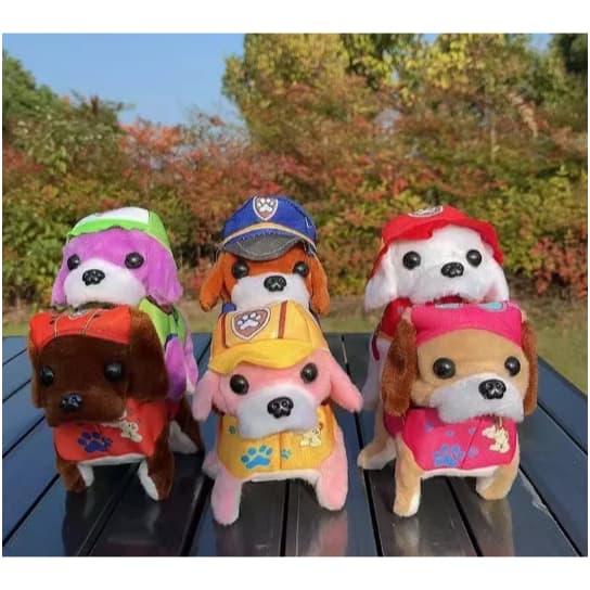 Cachorrinho de brinquedo Patrulha Canina De Pelucia anda e late a Pilha Para Criança