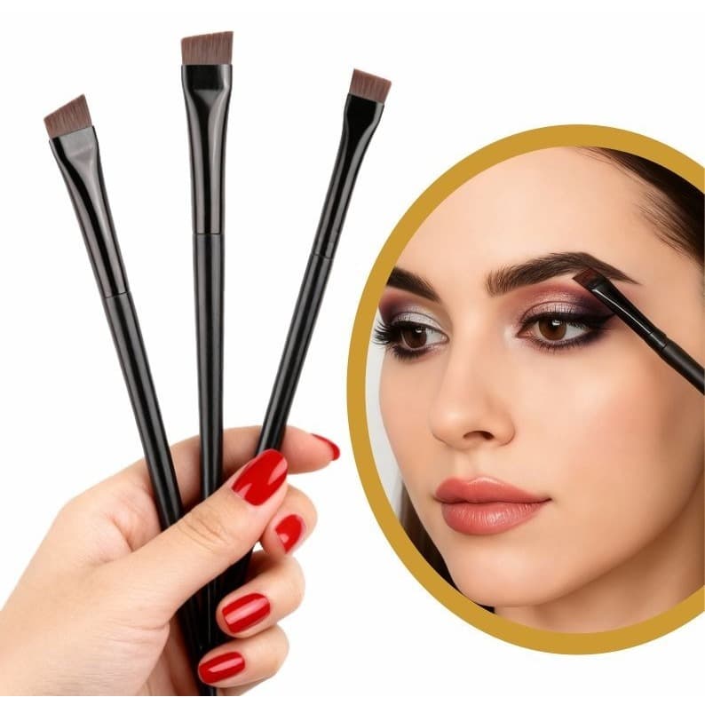 Kit 3 a 9 Pincel de Maquiagem Chanfrado Profissional Design Sobrancelha Henna