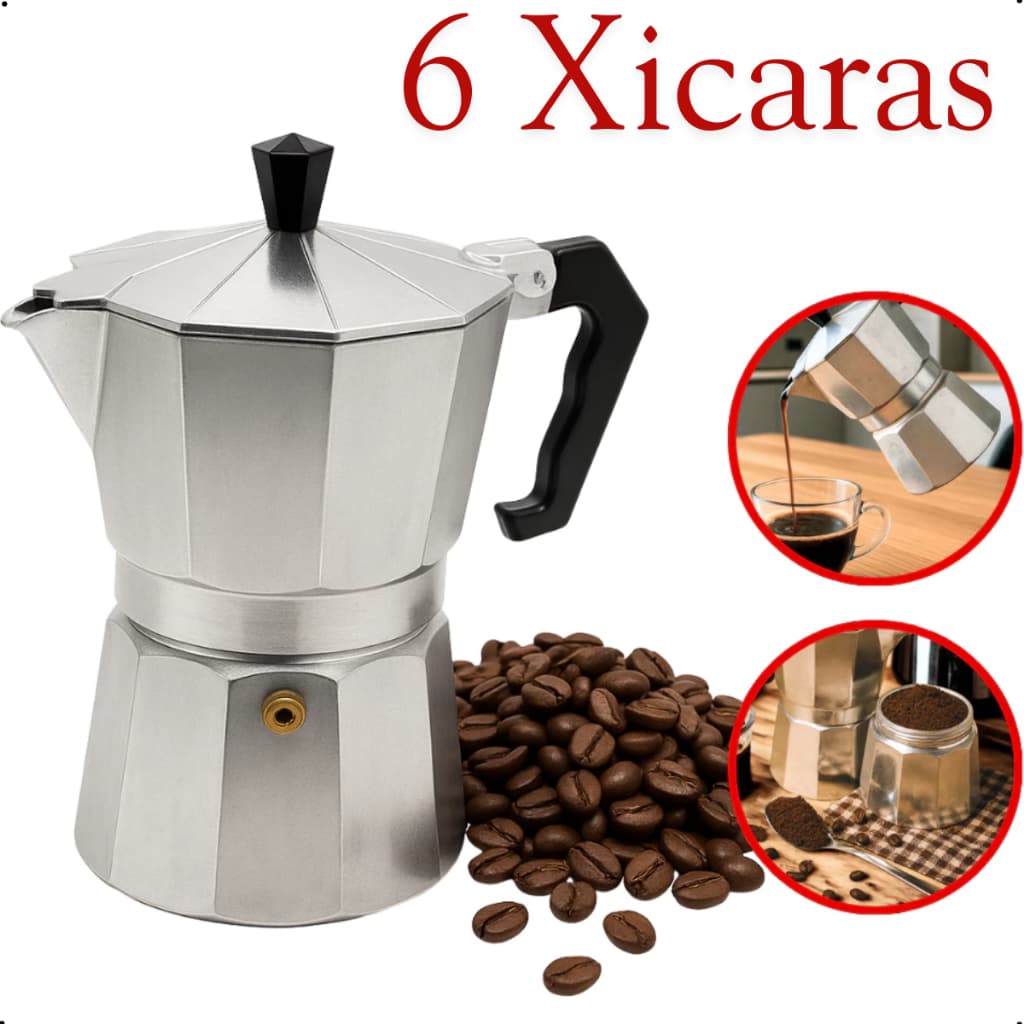 Cafeteira Italiana em Alumínio Café expresso Puro 6 Xícaras Classica Pratica Unitermi