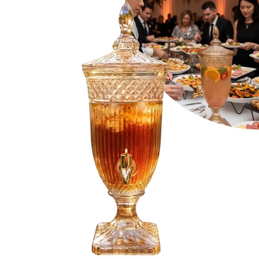 Suqueira Dispenser De Vidro Diamond 2,2l P/ Água Bebida Suco Festa Buffet Evento Aniversário