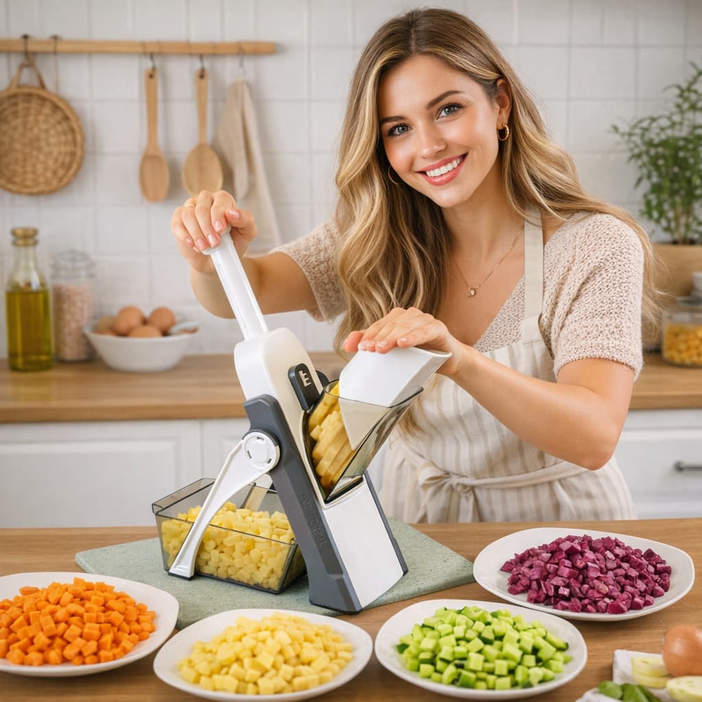 Cortador Fatiador Arcani Multifuncional 5 em 1 para Legumes e Vegetais, Alta Qualidade e Precisão