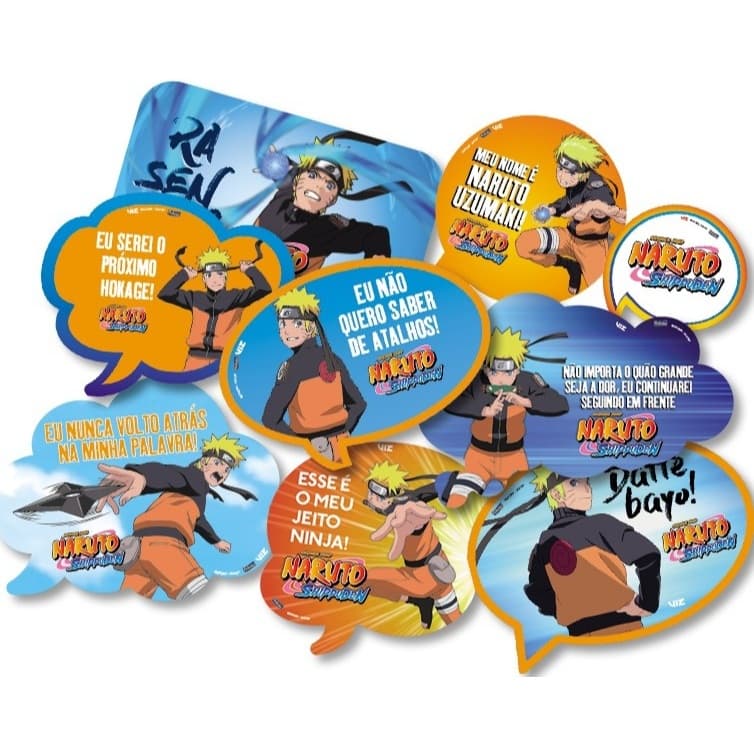 Naruto Kit Placas Estampado Festa de Aniversário 09 Unidades