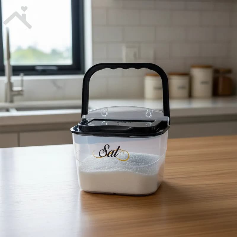 Saleiro 1Kg Premier com Tampa e Alça Plástico de Parede e Bancada Armazena Conserva Cozinha Nitron