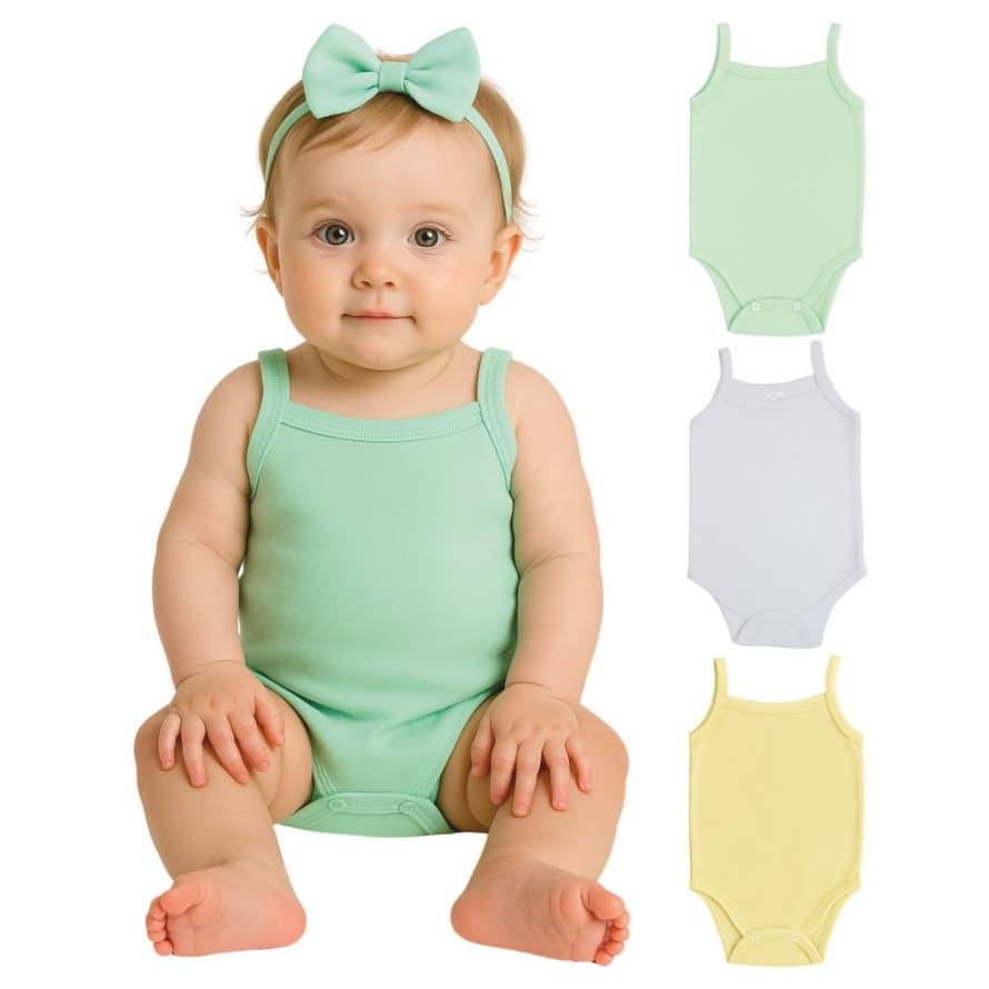 Kit C/3 Body Alcinha Bebê - Suedine - Liso