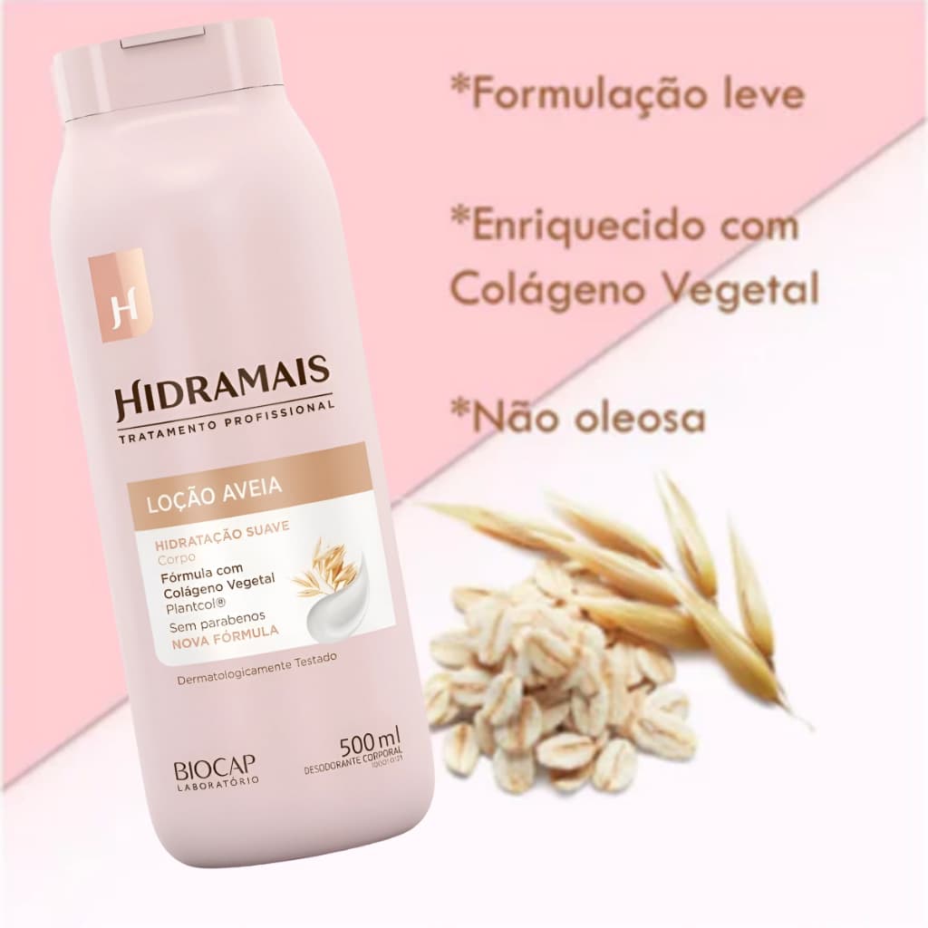 Loção Creme Hidratante Corporal Com Colágeno Vegetal Hidramais Aveia 500mL