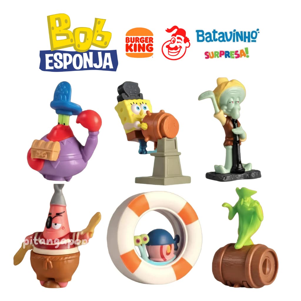 Coleção Bob Esponja Burger King Habib's Batavinho Patrick Lula Molusco Sirigueijo