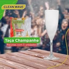 kit c/5 taças champanhe transparente acrilico 140ml clean wave