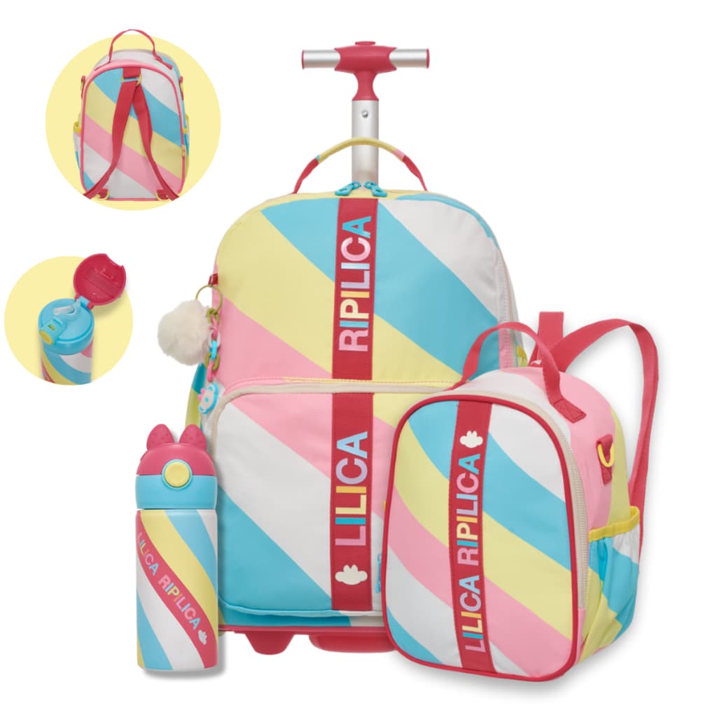 Kit Mochila Lancheira Garrafa Térmica Lilica Ripilica Volta às Aulas