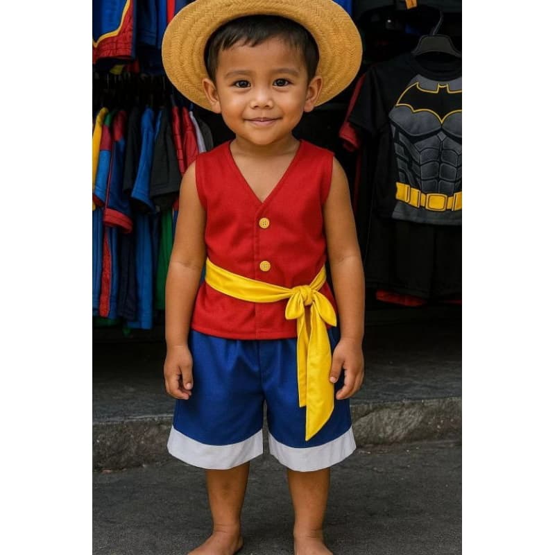 Fantasia Infantil Luffy One Piece com Chapéu de Palha