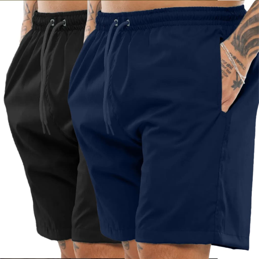 Kit 2 Bermudas Tactel Masculina Plus Size Short Academia Elastano Envio Imediato