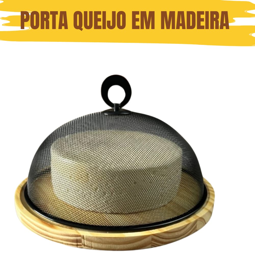 Porta Queijo em Madeira com Tampa Queijeira Boleira Bolo Madeira Mesa Posta