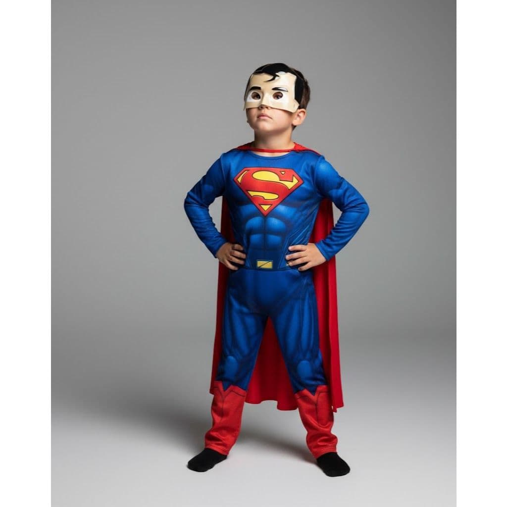 Fantasia Infantil Superman Longa Com Mascara De Plastico e Capa
