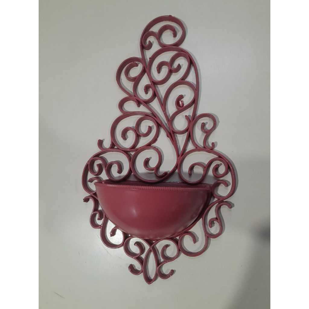 Vaso parede arandela meia lua pequeno c/ suporte vermelho