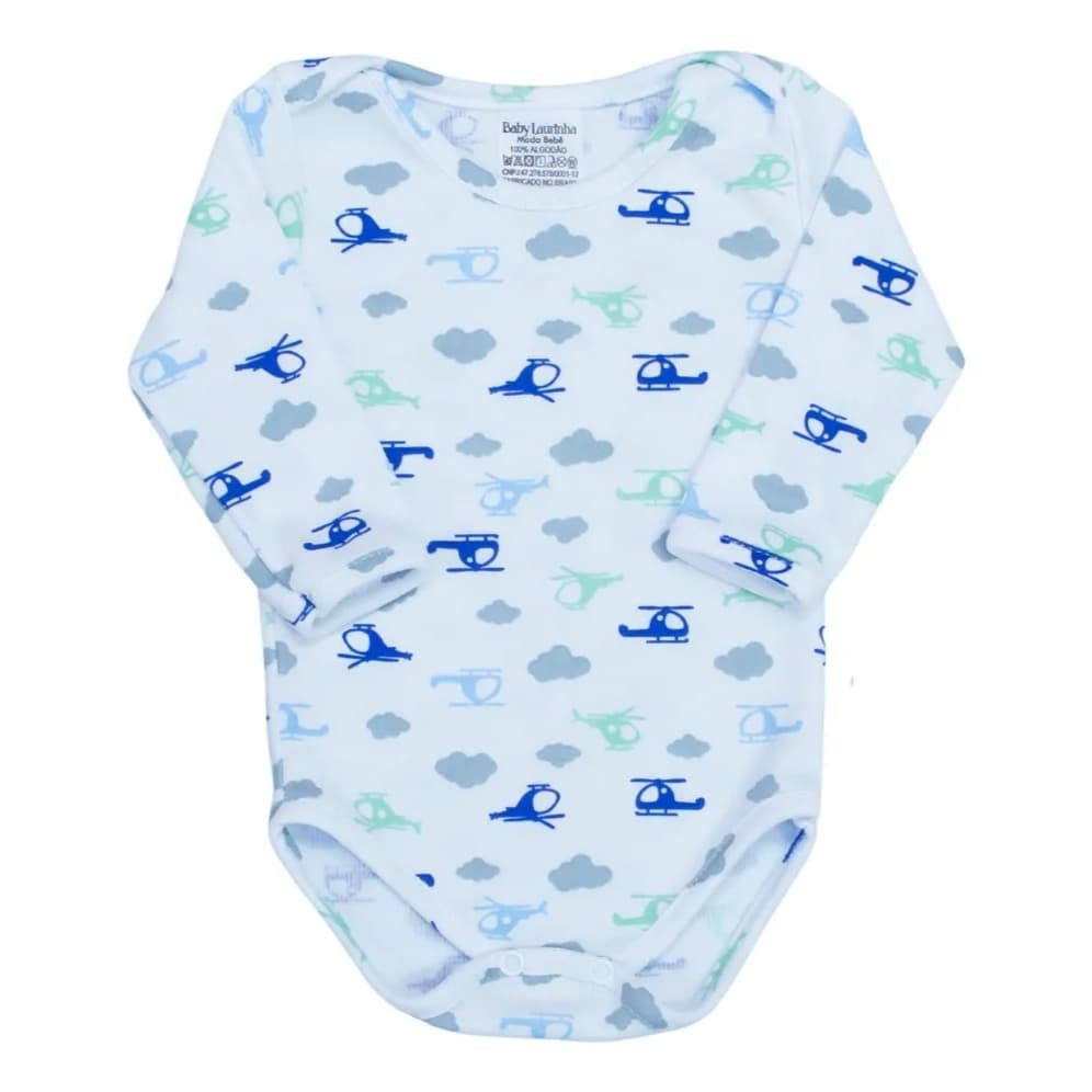 Body Bebê Menino Malha Canelada 100% Algodão Infantil Estampado e Liso Conforto Premium Macio Diário
