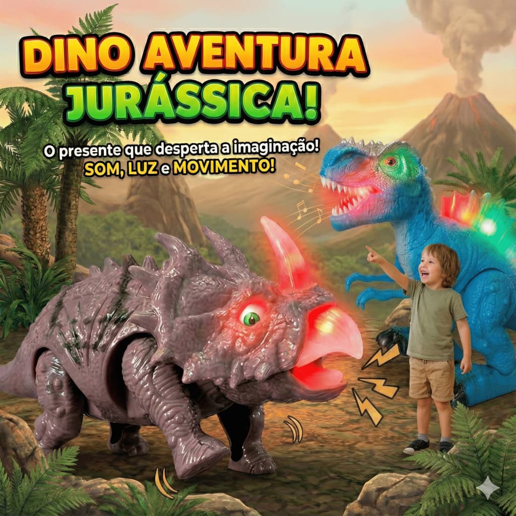 Brinquedo Dinossauro Anda Luz Som Tiranossauro Rex Triceratops Mundo Dos Dinossauros presente natal