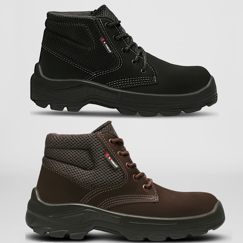 2 Pares Bota Segurança Masculino Bico Emborrachado Coturno Adventure Cano Médio Cadarço Trabalho