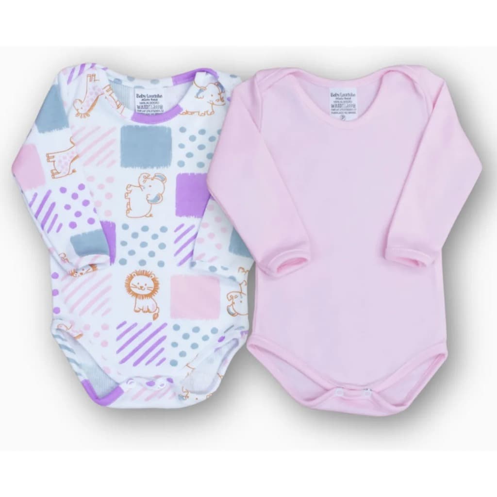 Kit Body Bebê Menina 2 Peças em Malha Canelada 100% Algodão Infantil Conforto Premium Macio