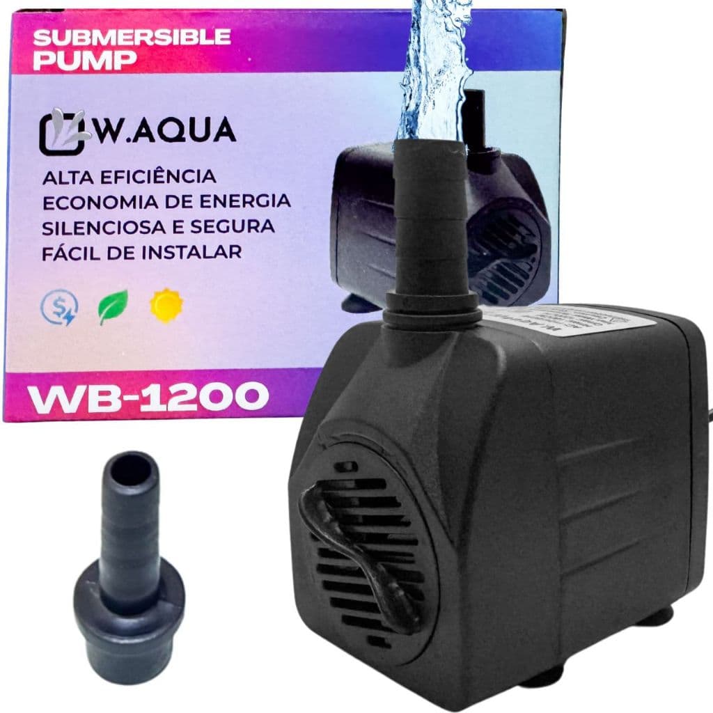 BOMBA DE ÁGUA SUBMERSA 1200LH PARA AQUÁRIO FONTES LAGOS HIDROPONIA