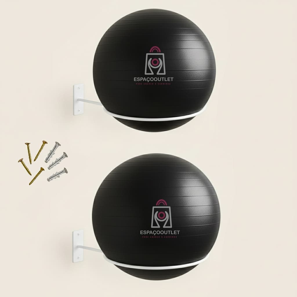 Kit 02 Suporte Bola Pilates Suiça + Parafuso E Buchas Reforçado