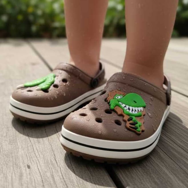 Sandália Ajustável Infantil Crianças Adolescentes e Adulto Pata Dinossauro – Menino Confortável Antiderrapante C