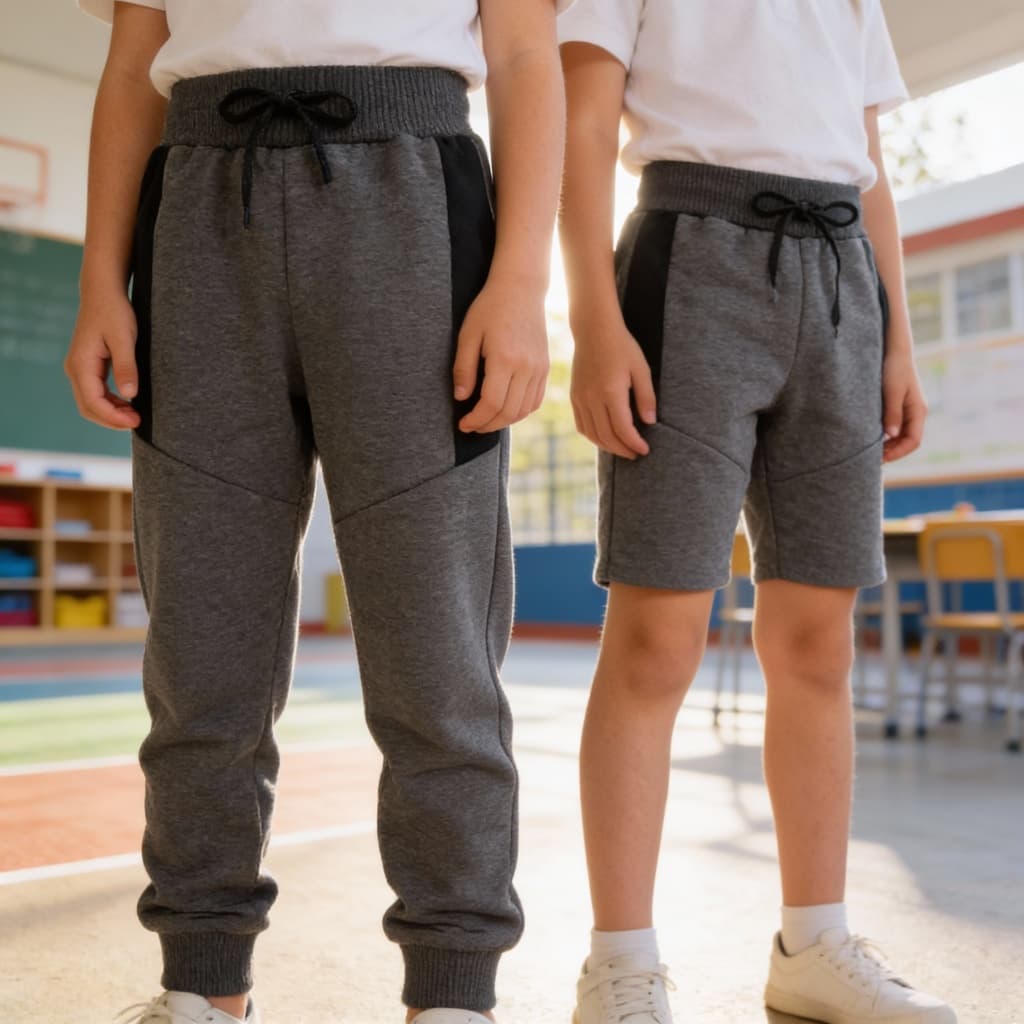 Kit com Calça e Bermuda Moletom Moletinho Infantil Uniforme Escola Cadarço e Elástico Dia a Dia