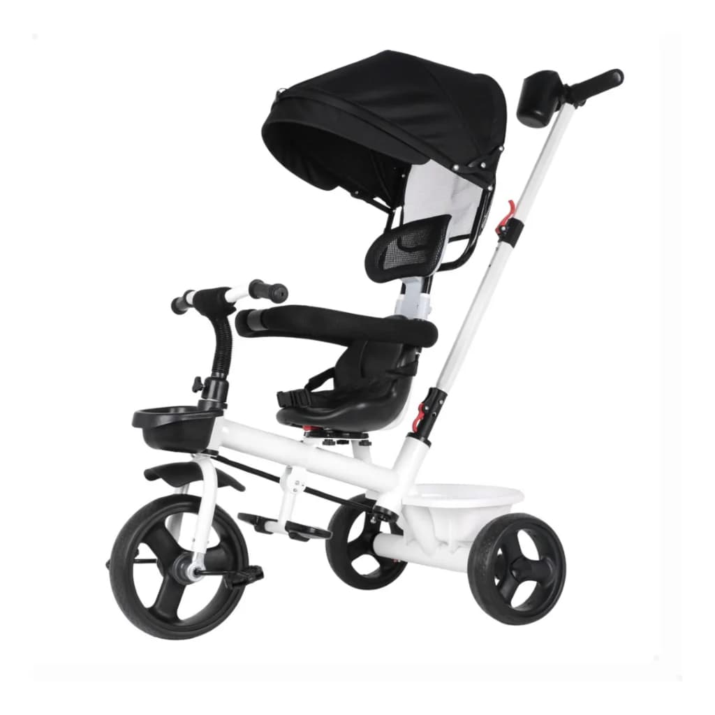 Triciclo Carrinho Com Empurrador Confort Infantil Branco com Capota