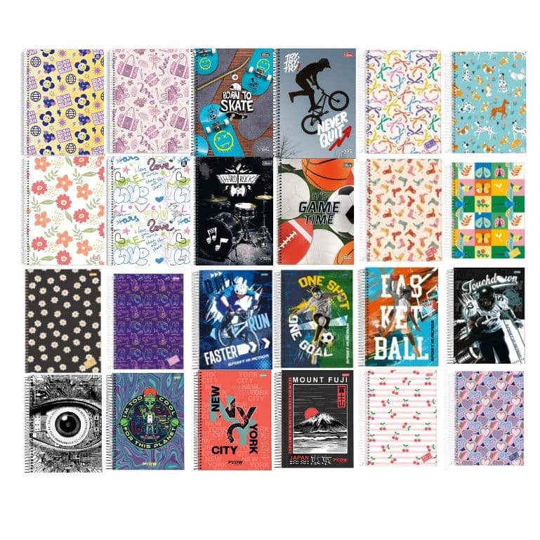 CADERNO 15 MATERIAS ESPIRAL 240 FOLHAS VÁRIAS MARCAS