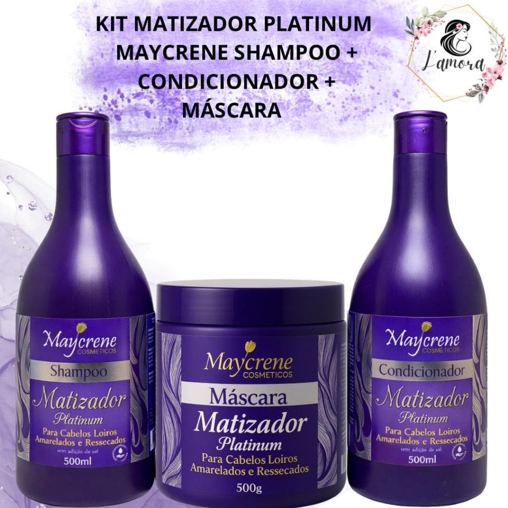 Matizador Platinum Cabelos Loiros Kit 3 Produtos Cabelos Loiro Branco Grisalho a Pronta Entrega