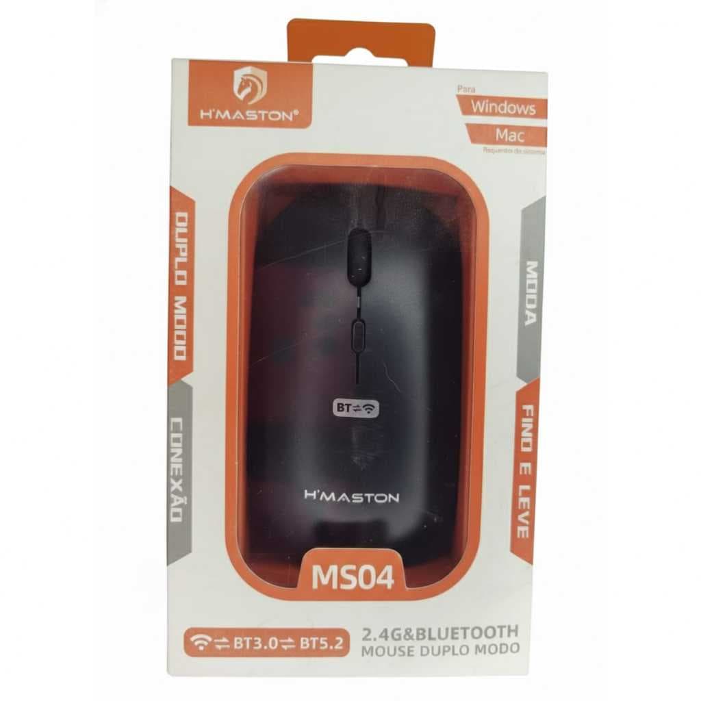 Mouse Óptico Duplo Modo H'maston MS04 | 2.4GHz & Bluetooth | Conexão Inteligente