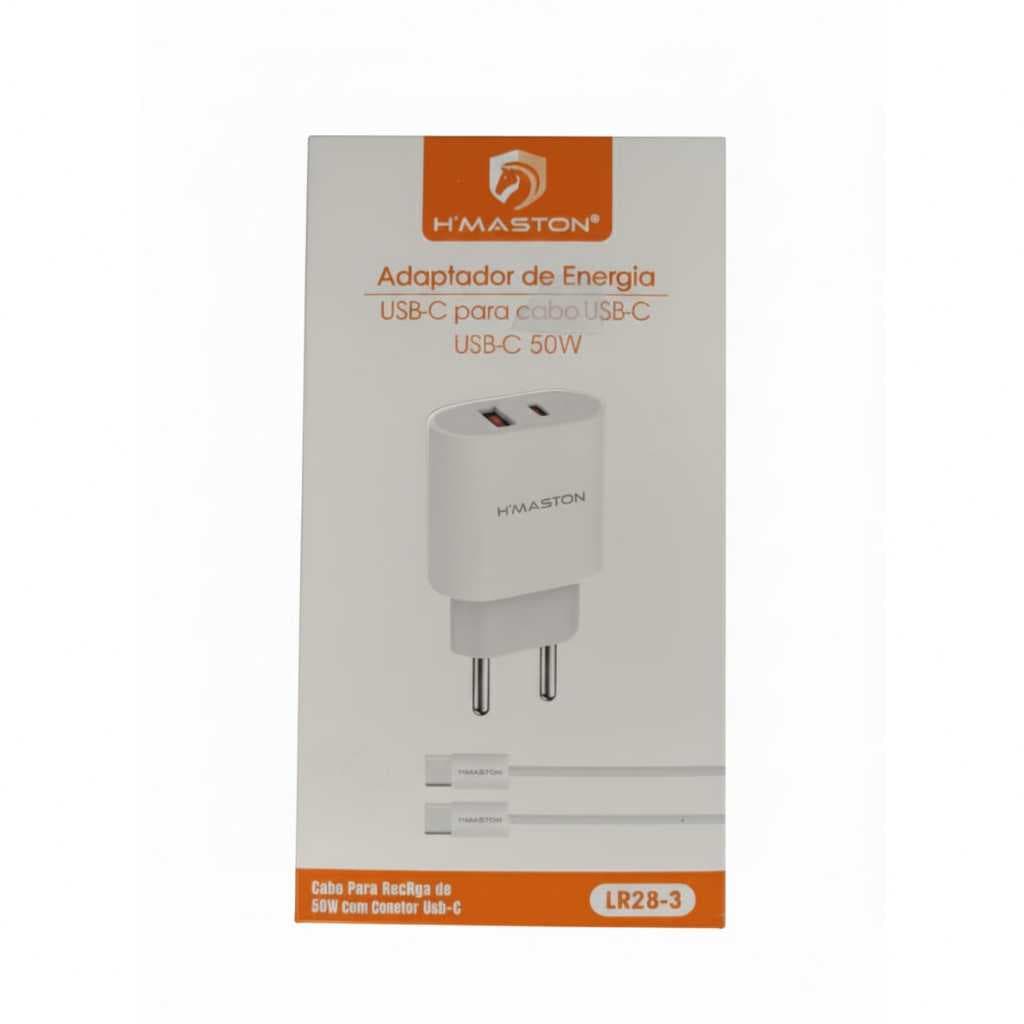 Carregador Rápido Tipo-C H'maston LR28-3 | 50W PD | Eficiência e Compacto