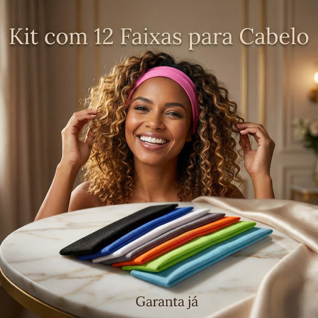 Kit 12 Faixas de Cabelo Elástica Confortável Academia Esporte Yoga Headband