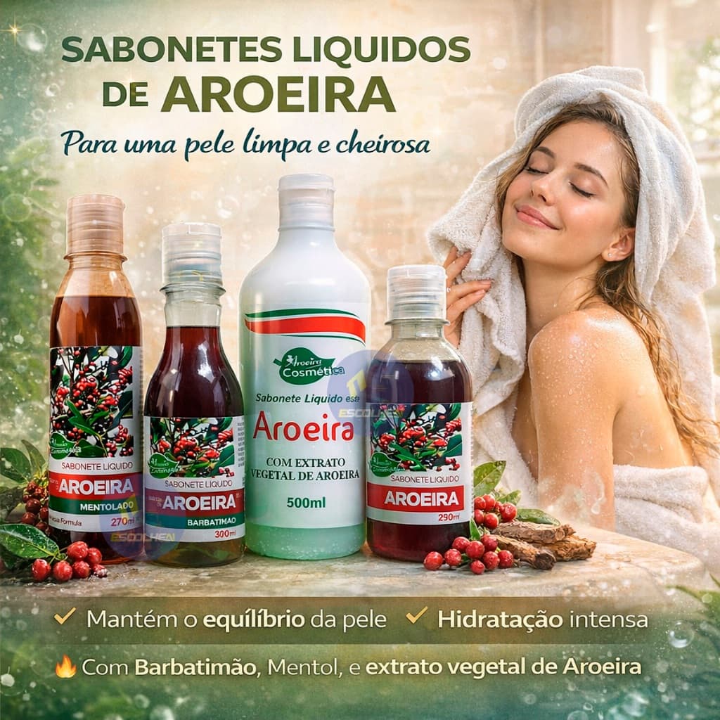 Sabonete Líquido Corporal & Facial De Aroeira Hidratação e Maciez Da Pele
