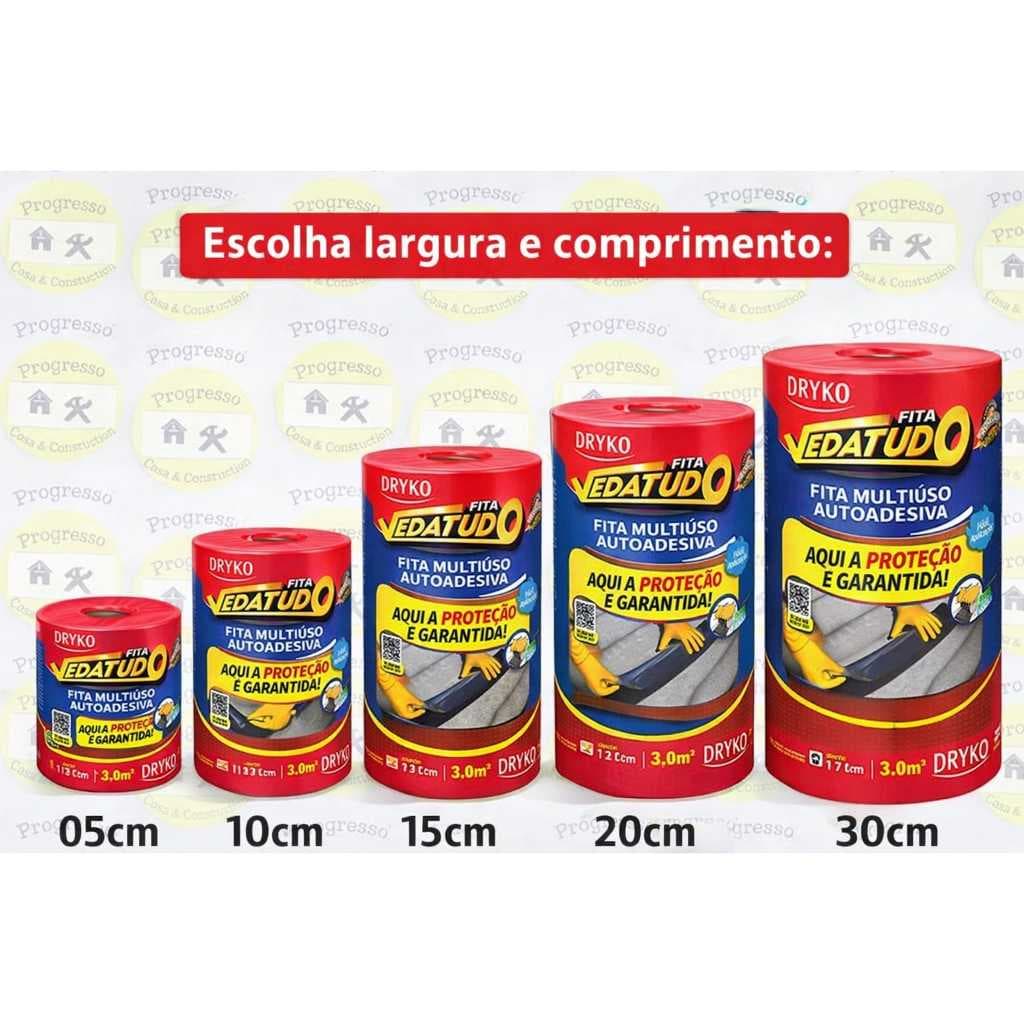 Fita Aluminio Vedação Vazamentos Veda Tudo Trincas Laje Telhado Telhas POR METRO 05CM,10CM,15CM,20CM E 30CM DRYKO