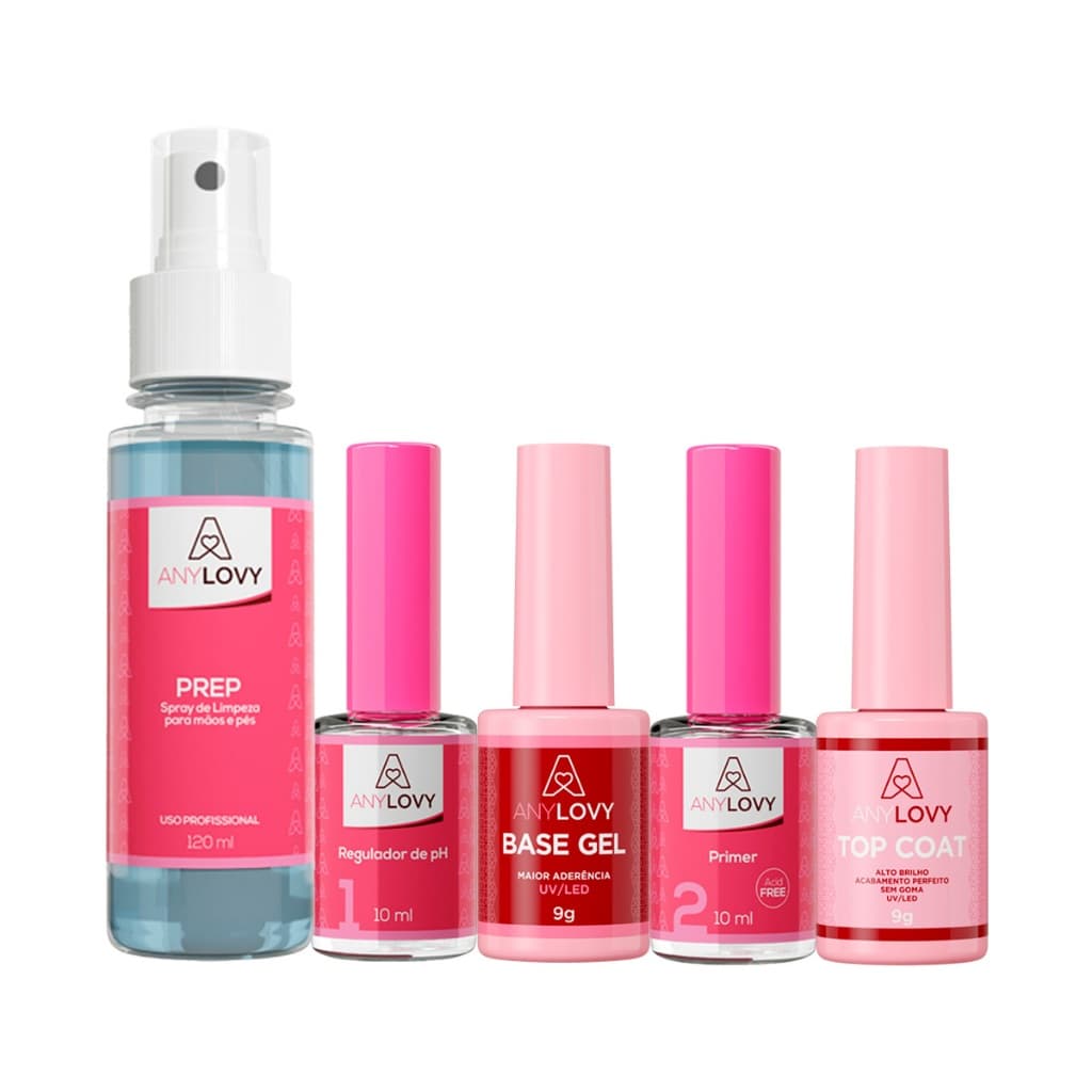 Kit Anylovy - Prep Higienizador Primer Gel Base Regulador De Ph Top Coat