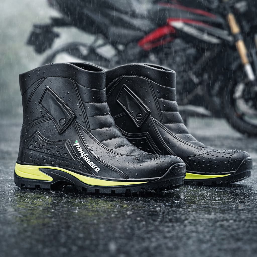 Bota Motociclista Pantaneiro Impermeável Chuva Pvc Motoboy