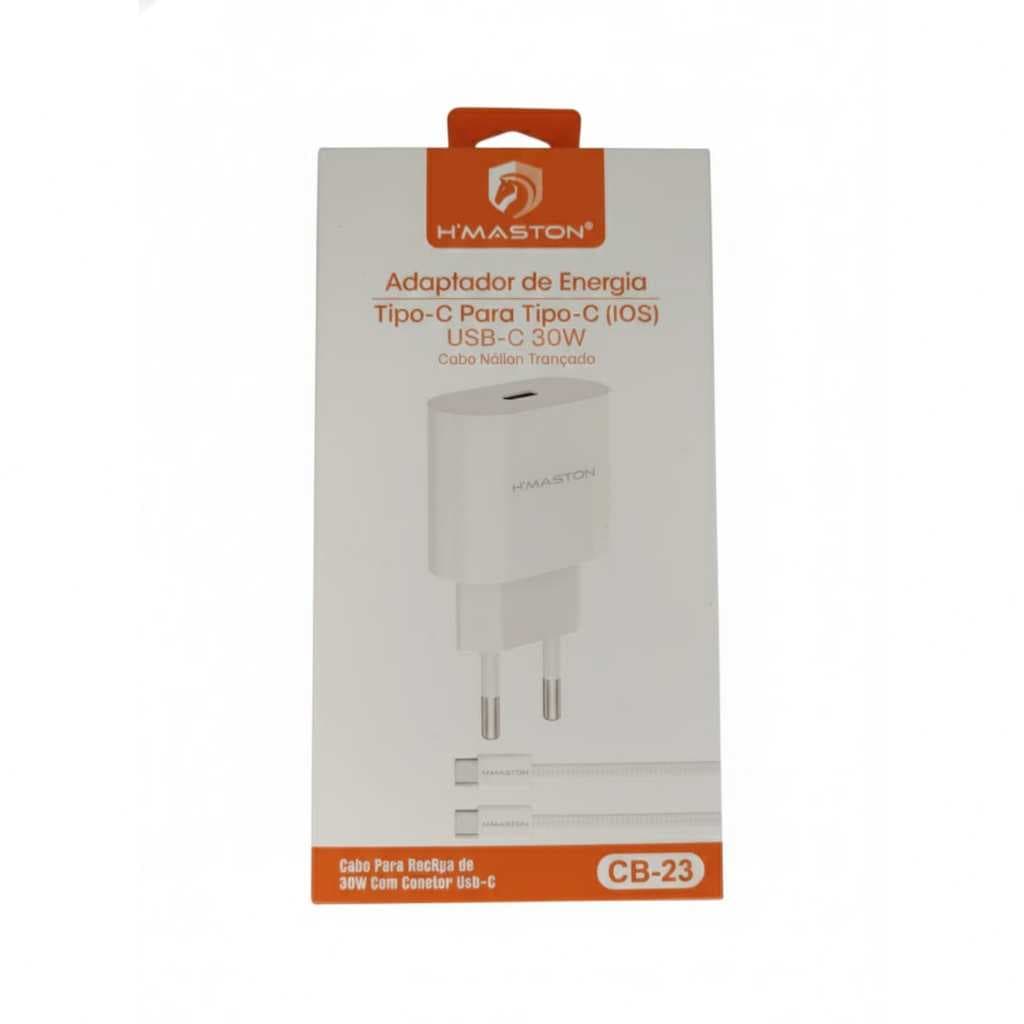 Adaptador de Carregamento Tipo-C H'maston CB-23 | 30W PD | Compacto e Rápido
