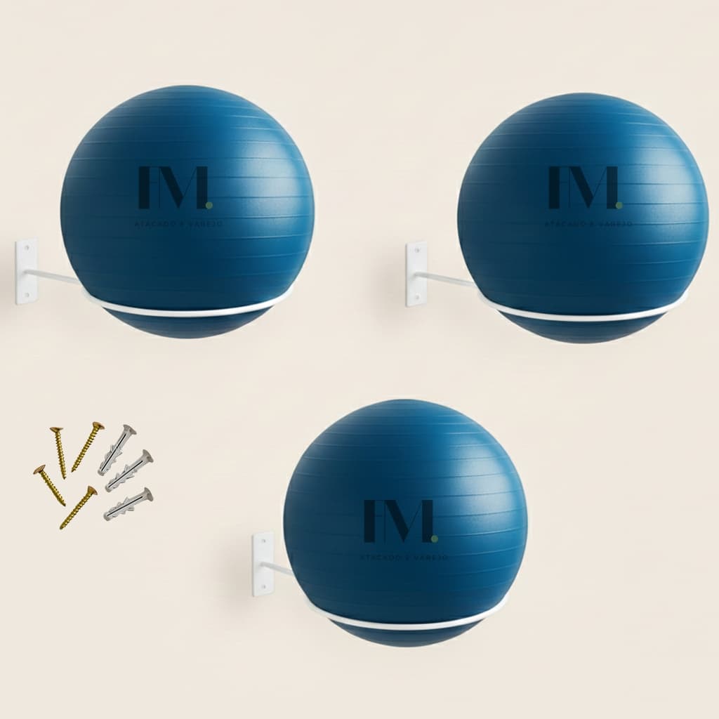 Kit 03 Suporte Bola Pilates Suiça + Parafuso E Buchas Reforçado
